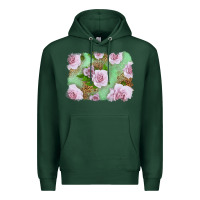 Sports Green Pink Roses Background Premium Hoodie - LillyAllenDesigns