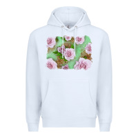 White Pink Roses Background Premium Hoodie - LillyAllenDesigns