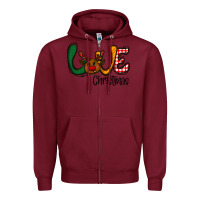 Burgundy love Christmas Zipper Hoodie - CowhideDigitalArt