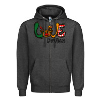 Charcoal Heather love Christmas Zipper Hoodie - CowhideDigitalArt