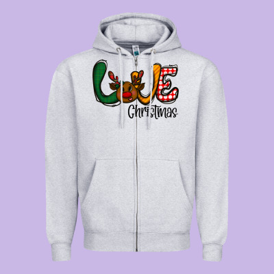 Love Christmas Zipper Hoodie Designed By Cowhidedigitalart
