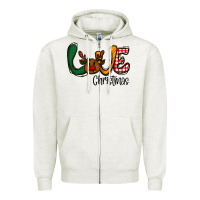 Oatmeal Heather love Christmas Zipper Hoodie - CowhideDigitalArt
