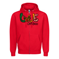 Red love Christmas Zipper Hoodie - CowhideDigitalArt