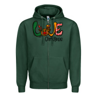 Sports Green love Christmas Zipper Hoodie - CowhideDigitalArt