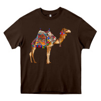 Chocolate Brown camel with colorful saddle Heavy Core Tee - BarkalooDesign