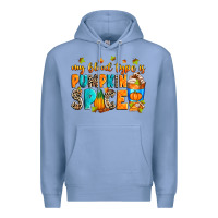 Colony Blue My blood type is pumpkin spice Premium Hoodie - RanaPortraitStore