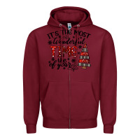 Burgundy IT THE MOST WONDERFUL TIME the of year Zipper Hoodie - CowhideDigitalArt