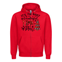 Red IT THE MOST WONDERFUL TIME the of year Zipper Hoodie - CowhideDigitalArt