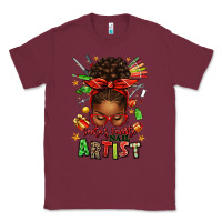 Burgundy santa's favorite nail artist afro messy bun Classic Tee - texasbilliewilder