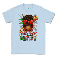 Dusty Blue santa's favorite nail artist afro messy bun Classic Tee - texasbilliewilder
