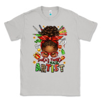 Santa's Favorite Nail Artist Afro Messy Bun Classic Tee | Teevron