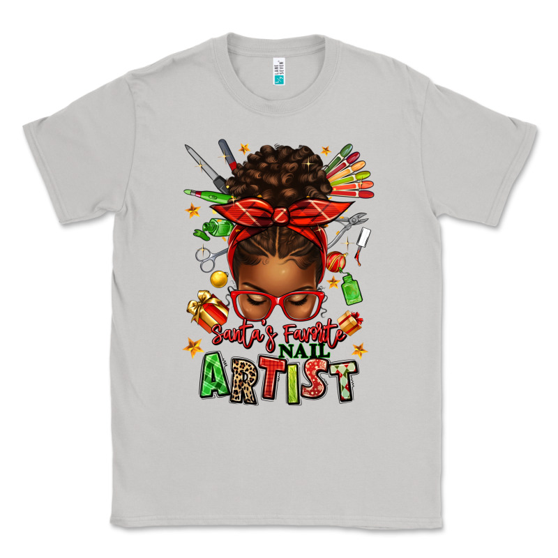 Santa's Favorite Nail Artist Afro Messy Bun Classic Tee by texasbilliewilder | Teevron