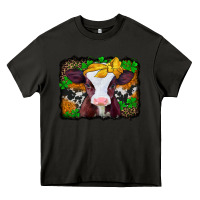 Asphalt st patricks baby cow with leopard background Heavy Core Tee - Jasminsmagicworld