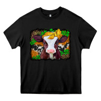 Black st patricks baby cow with leopard background Heavy Core Tee - Jasminsmagicworld