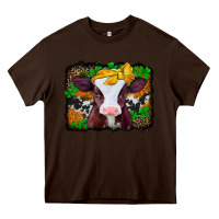 Chocolate Brown st patricks baby cow with leopard background Heavy Core Tee - Jasminsmagicworld