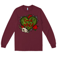 Burgundy love is wild with bullskull olivia Long Sleeve Tee - OliviaCreatesArt