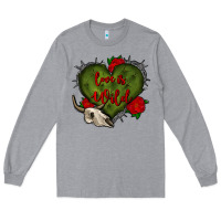 Heather Grey love is wild with bullskull olivia Long Sleeve Tee - OliviaCreatesArt