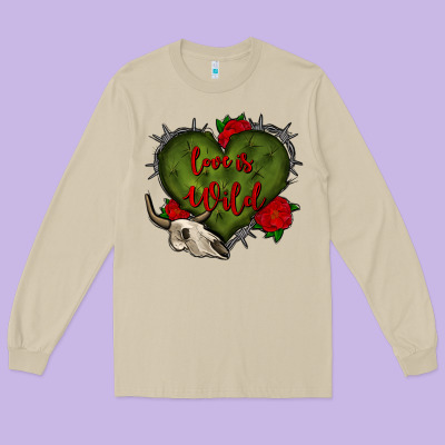 Love Is Wild With Bullskull Olivia Long Sleeve Tee Designed By Oliviacreatesart