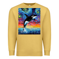 Antique Gold Orca Killer Whale Starry Night Colorful Ocean Art By Aja Premium Sweatshirt - trangStudio