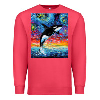 Cardinal Orca Killer Whale Starry Night Colorful Ocean Art By Aja Premium Sweatshirt - trangStudio