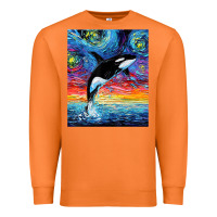 Carrot Orca Killer Whale Starry Night Colorful Ocean Art By Aja Premium Sweatshirt - trangStudio