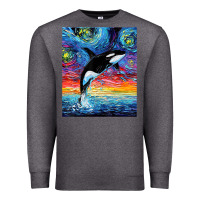 Charcoal Heather Orca Killer Whale Starry Night Colorful Ocean Art By Aja Premium Sweatshirt - trangStudio