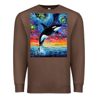Chestnut Orca Killer Whale Starry Night Colorful Ocean Art By Aja Premium Sweatshirt - trangStudio