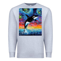 Heather Grey Orca Killer Whale Starry Night Colorful Ocean Art By Aja Premium Sweatshirt - trangStudio