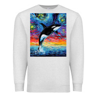 Orca Killer Whale Starry Night Colorful Ocean Art By Aja Premium Sweatshirt | Teevron