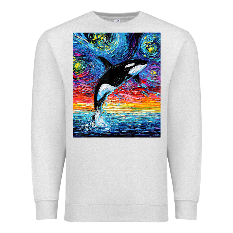 Orca Killer Whale Starry Night Colorful Ocean Art By Aja Premium Sweatshirt by trangStudio | Teevron