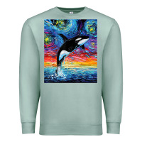Seafoam Orca Killer Whale Starry Night Colorful Ocean Art By Aja Premium Sweatshirt - trangStudio