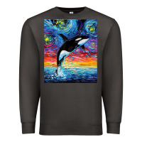 Smoke Orca Killer Whale Starry Night Colorful Ocean Art By Aja Premium Sweatshirt - trangStudio