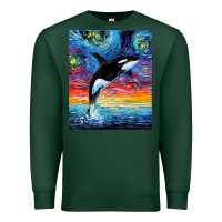 Sports Green Orca Killer Whale Starry Night Colorful Ocean Art By Aja Premium Sweatshirt - trangStudio