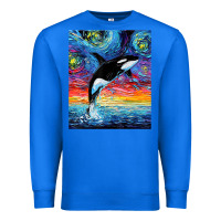 True Royal Orca Killer Whale Starry Night Colorful Ocean Art By Aja Premium Sweatshirt - trangStudio