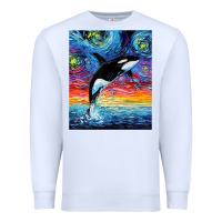 White Orca Killer Whale Starry Night Colorful Ocean Art By Aja Premium Sweatshirt - trangStudio