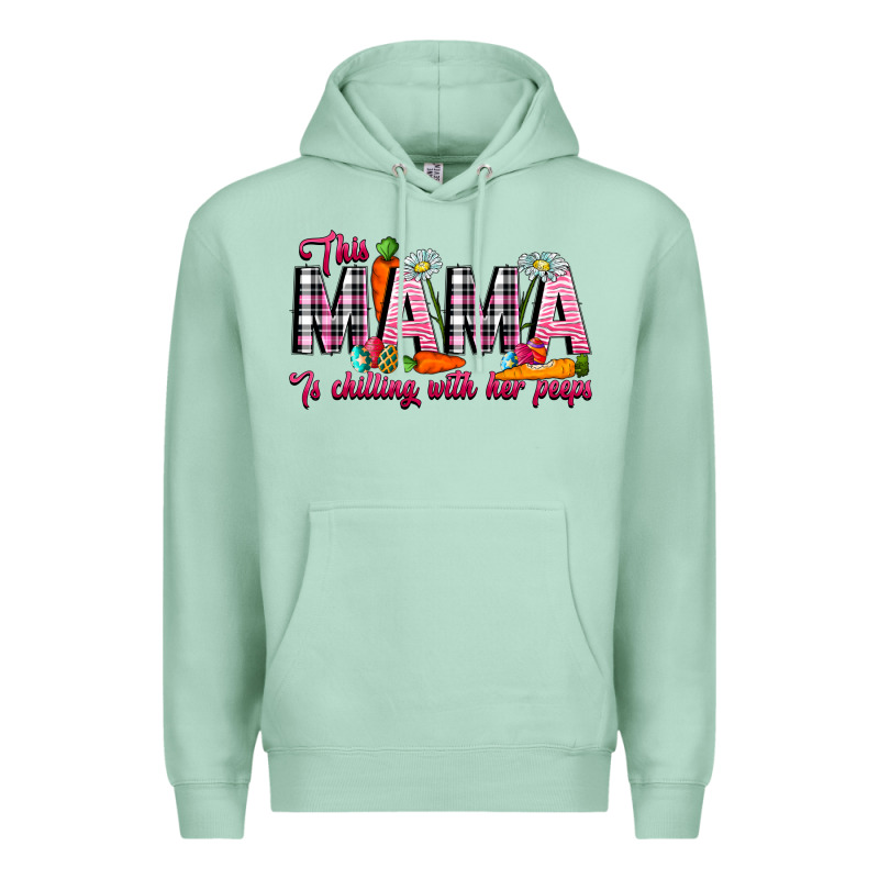 This Mama Is Chilling With Her Peeps Premium Hoodie by CowhideDigitalArt | Teevron