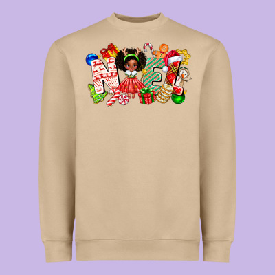 Noel Afro Girl Baby Heavyweight Sweatshirt Designed By Cowhidedigitalart