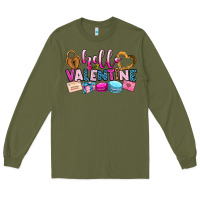 Army Green hello valentine Long Sleeve Tee - OliviaCreatesArt