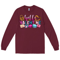 Burgundy hello valentine Long Sleeve Tee - OliviaCreatesArt