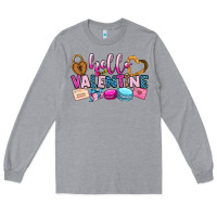 Heather Grey hello valentine Long Sleeve Tee - OliviaCreatesArt