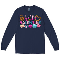 Navy hello valentine Long Sleeve Tee - OliviaCreatesArt