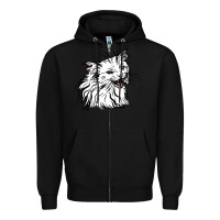 Black Drawing Cat Zipper Hoodie - RacoonDesign