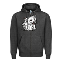 Charcoal Heather Drawing Cat Zipper Hoodie - RacoonDesign