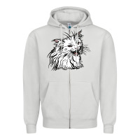 Dove Grey Drawing Cat Zipper Hoodie - RacoonDesign