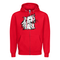 Red Drawing Cat Zipper Hoodie - RacoonDesign