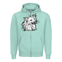 Seafoam Drawing Cat Zipper Hoodie - RacoonDesign