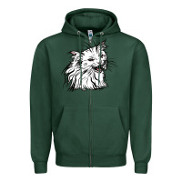Sports Green Drawing Cat Zipper Hoodie - RacoonDesign