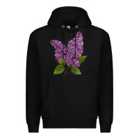Black Purple Lilac Flower Premium Hoodie - LillyAllenDesigns