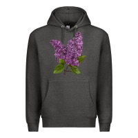 Charcoal Heather Purple Lilac Flower Premium Hoodie - LillyAllenDesigns