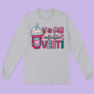 V Is For Valentine Venti Coffee Cup Long Sleeve Tee Designed By Oliviacreatesart